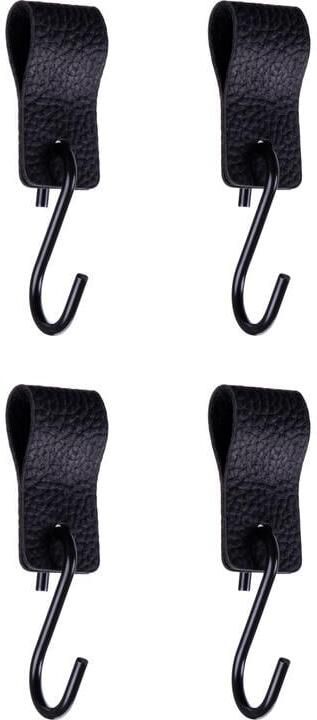 QUVIO S haak met leren bandje Zwart set van 4