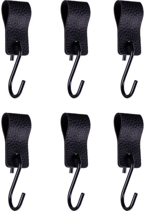 QUVIO S haak met leren bandje Zwart set van 6