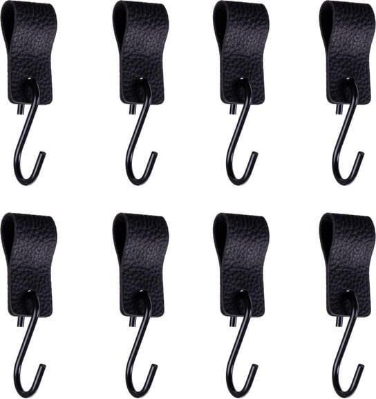 QUVIO S haak met leren bandje Zwart set van 8