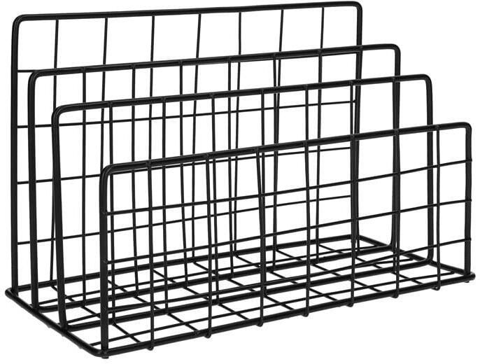 QUVIO Tijdschriftenrek Tijdschriften organizer Boekenrek Tijdschriftenrek voor op bureau Tijdschriftenhouder Draadstaal 3 vakken Metaal Zwart 11 x 24 x 15 cm - Foto 2