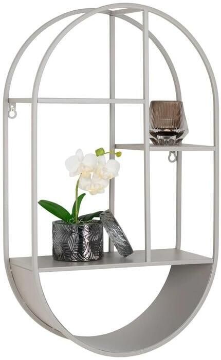 QUVIO Stalen wandrek Owen 3 planken Ovaal Staal Grijs - Foto 2