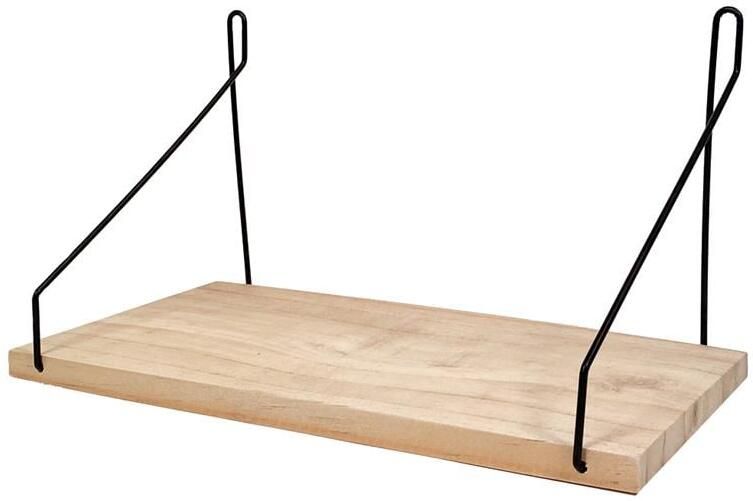 QUVIO Wandrekje van hout en staal Wandplankje om woonaccessoires op te plaatsen Bruin en zwart - Foto 2