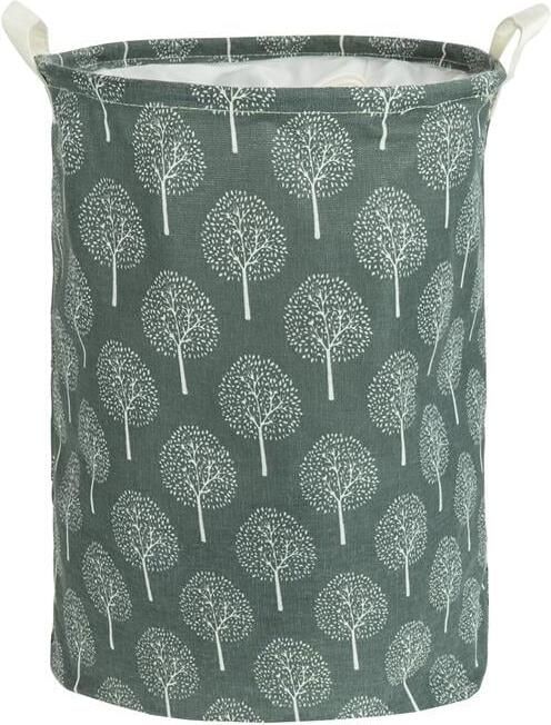 QUVIO Wasmand rond stof boom Grijs