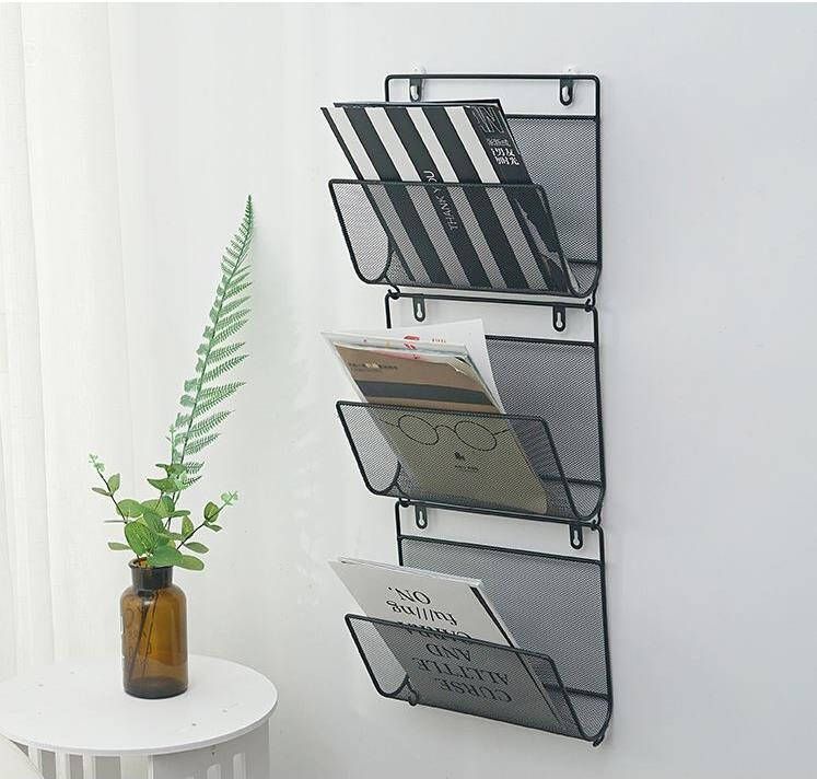 QUVIO Tijdschriften organizer wandmontage zwart