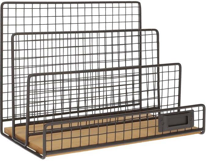 QUVIO Tijdschriftenrek staand Metaal en hout