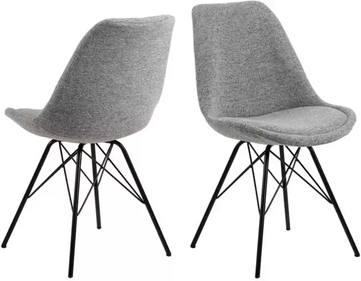 Rebellenclub Eetkamerstoel Bradford Bouclé Set van 2 Grijs