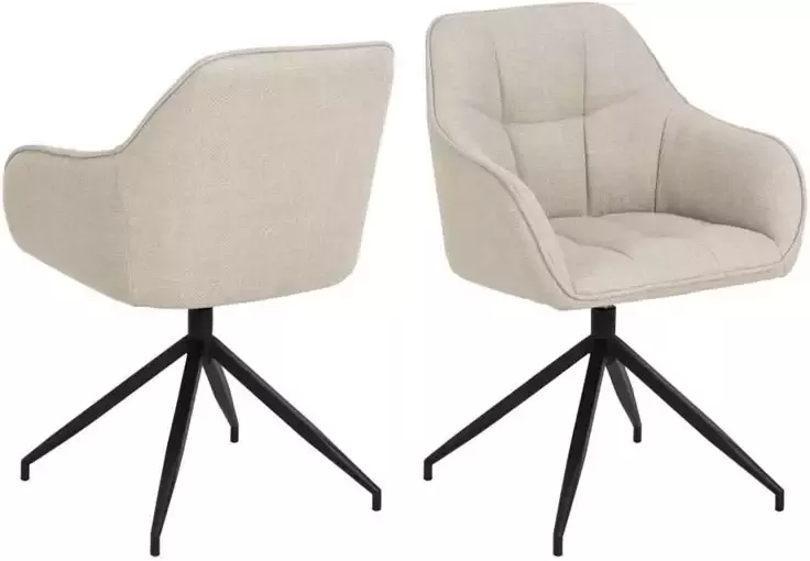 Rebellenclub Nivala Eetkamerstoel Fluwelen Bekleding Draaibaar Mat Zwart Frame - Foto 3