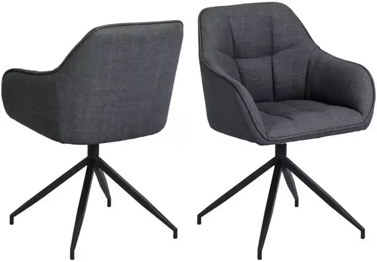 Rebellenclub Eetkamerstoel Nivala Donker grijs met mat zwart frame