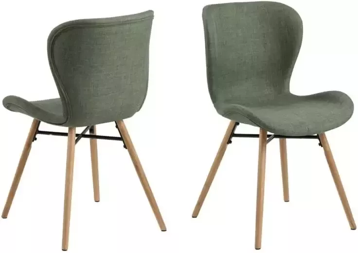 Rebellenclub Eetkamerstoel Pescara Set van 2 Groen met houten