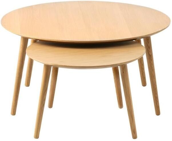 Rebellenclub Albany Salontafel ø88cm|ø58cm Eiken Set van 2