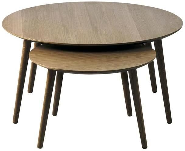 Rebellenclub Albany Salontafel ø88cm|ø58cm Smoked Eiken Set van 2