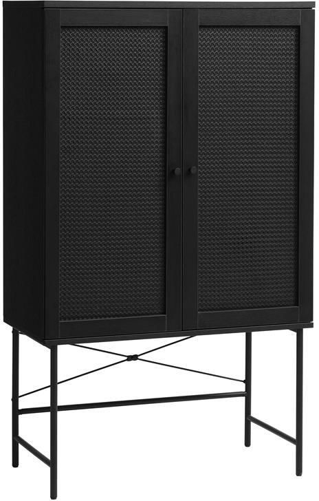 Rebellenclub Berley Wandkast Zwart met Rattan