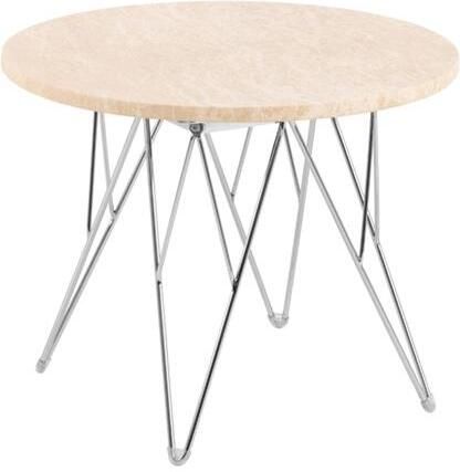 Rebellenclub Broome Salontafel ø55 Travertin Look Met Chrome Poten