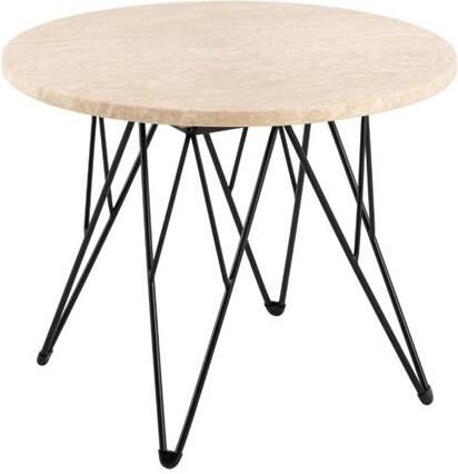 Rebellenclub Broome Salontafel ø55 Travertin Look Met Zwart Stalen