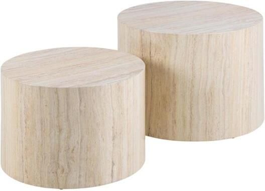 Rebellenclub Gubbio Salontafel 58 x 58 cm Beige Marmer Look Set