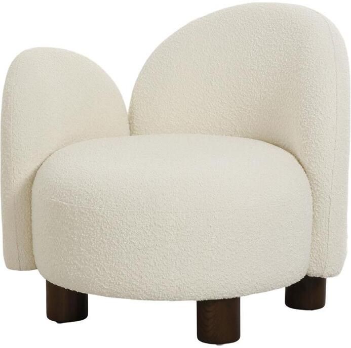 Rebellenclub Lillo Fauteuil Wit Bouclé Links