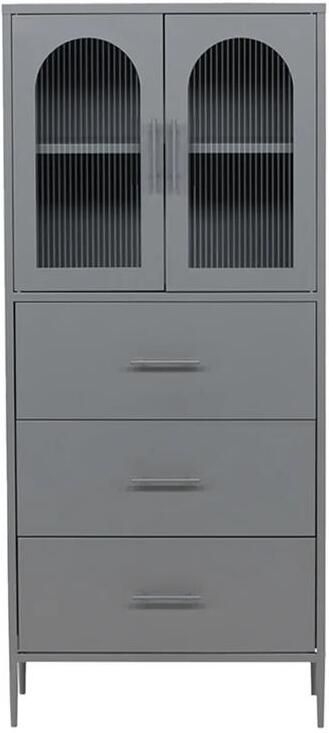 Rebellenclub Makani Vitrinekast 160x70cm Grijs