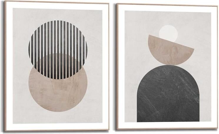 Reinders Abstract Shapes Schilderijen set 2x 50x40cm Hout