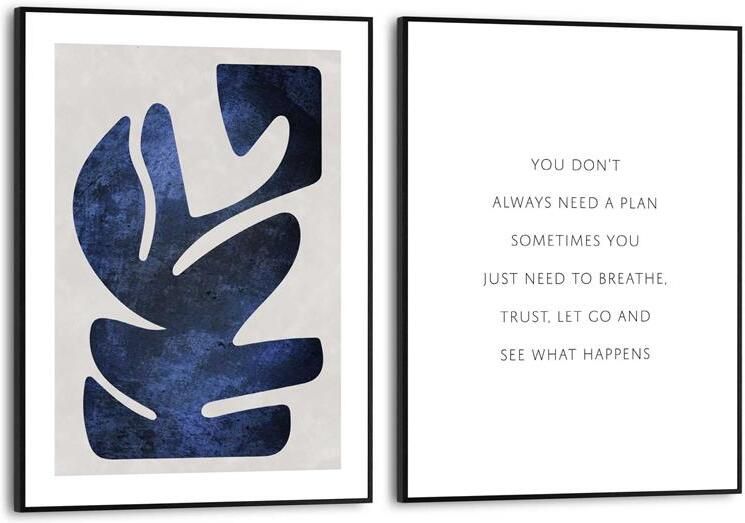 Reinders Blue Organic Schilderijen set 2x 40x30cm Zwart