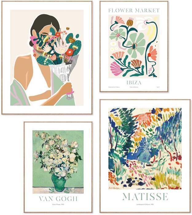 Reinders Botanical Expressions Schilderijen set 4-delig Hout