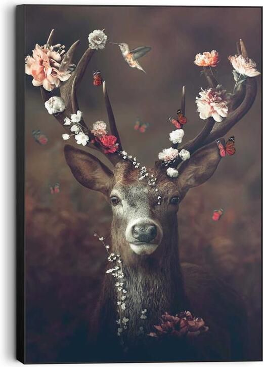 Reinders Fauna Flora Deer Schilderij 90x60cm Zwart - Foto 2
