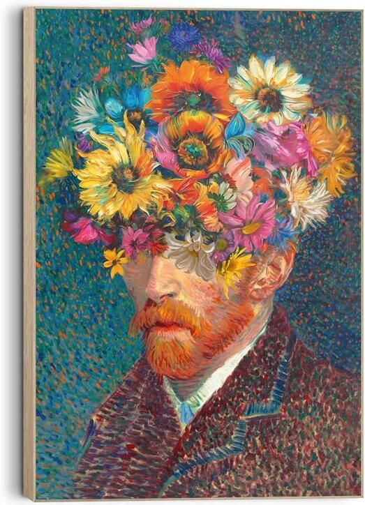 Reinders Floral Van Gogh Schilderij 90x60cm Hout