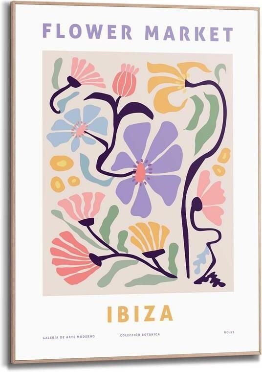 Reinders Ibiza Flower Market Pastel Schilderij 70x50cm Hout