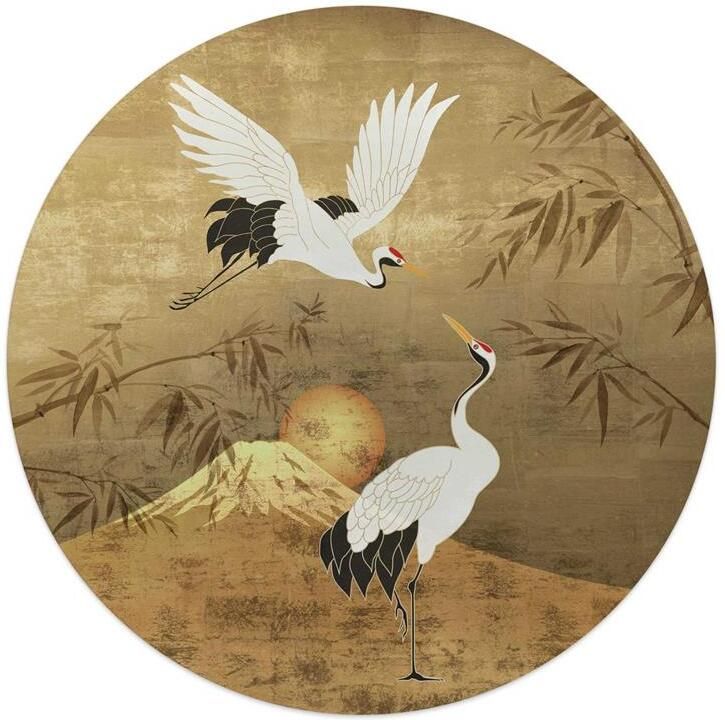 Reinders Japanese Cranebirds Glasschilderij Ø 50cm