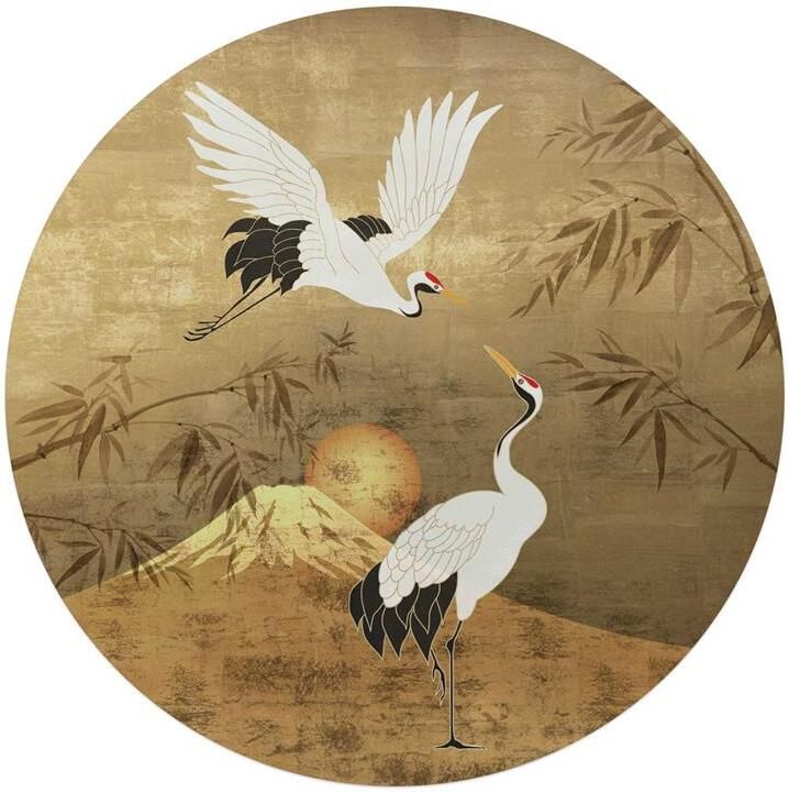 Reinders Japanese Cranebirds Glasschilderij Ø 70cm