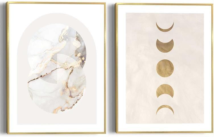 Reinders Marble Gold Schilderijen set 2x 40x30cm Goud