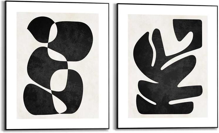 Reinders Organic Twins Schilderijen set 2x 50x40cm Zwart