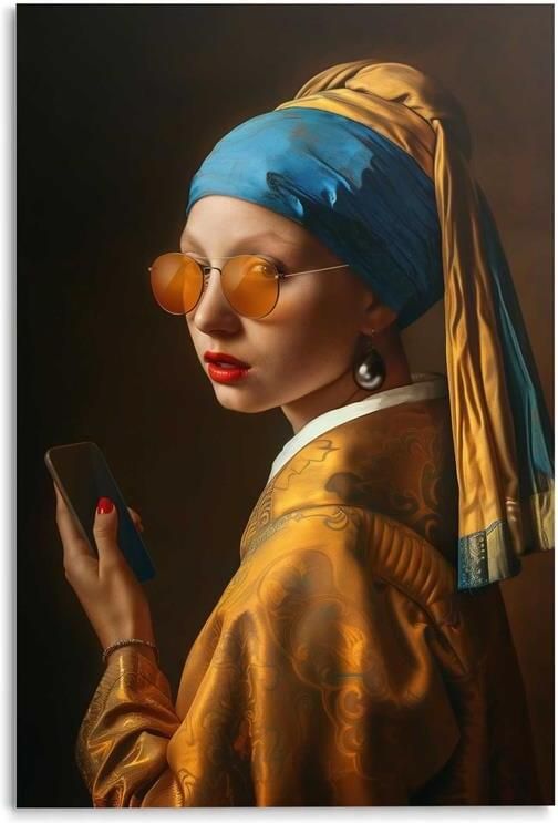 Reinders Pearl Girl Mobile Glasschilderij 78x116cm