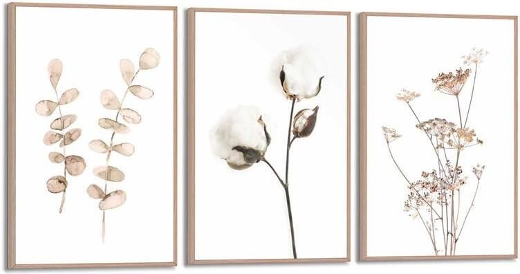 Reinders Soft Branches Schilderijen set 3x 30x20cm Hout