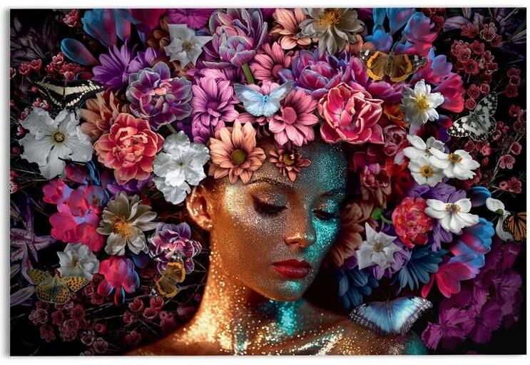 Reinders Sparkling Floral Glasschilderij 78x116cm