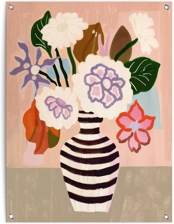 Reinders Striped Vase Blooms Tuinposter 80x60cm