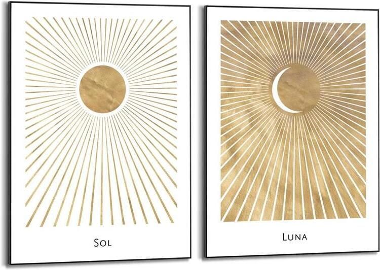 Reinders Sun and Moon Schilderijen set 2x 70x50cm Zwart