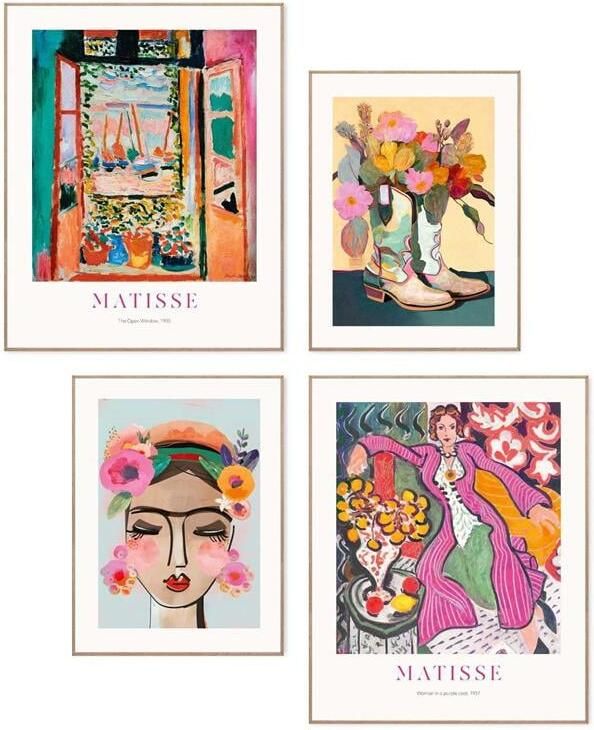 Reinders Vibrant Expressions Schilderijen set 4-delig Hout