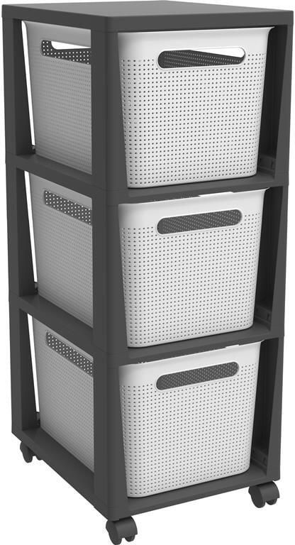 Rotho Brisen Ladekast 3 x 16L met wieltjes wit
