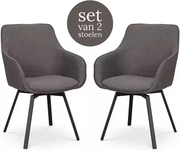 Rowico Home Alison Eetkamerstoel Donkergrijs Armleuning Set Van 2