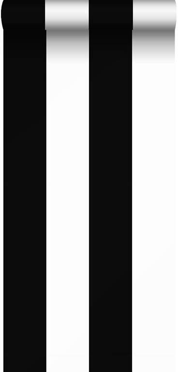 Sanders & Sanders behang brede streep zwart en wit 53 cm x 10 05 m