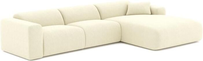 SIA Home 280cm brede rechthoekige bank in crèmekleurig ribfluweel