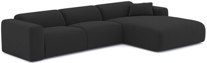 SIA Home 280cm brede rechthoekige sofa in zwarte bouclette stof