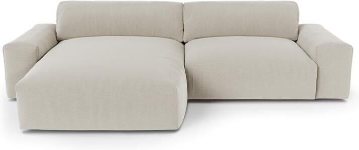 SIA Home 4-zits hoekbank links in zacht aanvoelende beige inslagstof