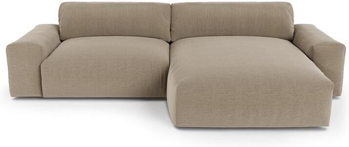 SIA Home 4-zits rechthoekige sofa in soft touch geweven stof taupe 310cm