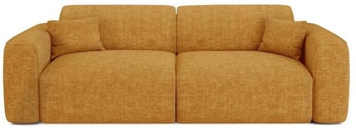 SIA Home 4-zits slaapbank in mosterdgeel fluweel