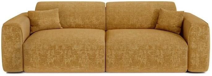 SIA Home 4-zits slaapbank in mosterdgeel reliëffluweel