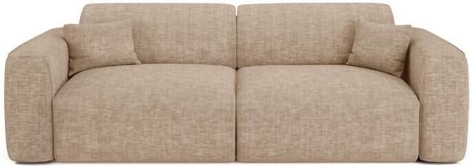 SIA Home 4-zits slaapbank in taupekleurig fluweel met structuur