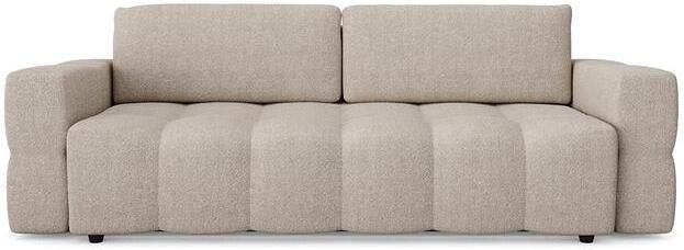 SIA Home 4-zits slaapbank in walnoten kast met beige bouclette stof