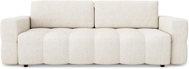 SIA Home 4-zits slaapbank in walnoten kast met crème bouclette stof