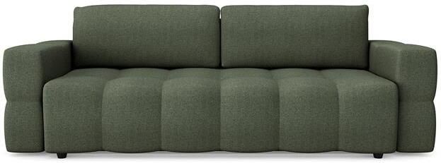 SIA Home 4-zits slaapbank in walnoten kast met olijfgroene geweven stof